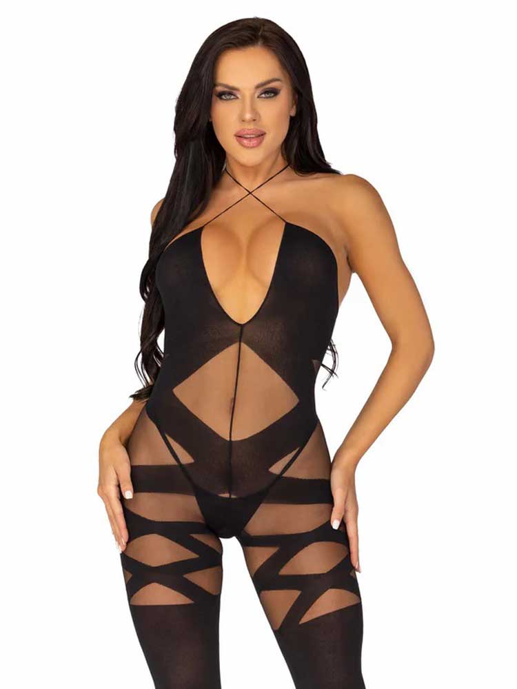 Feels Like Love Opaque Bodystocking - One Size -  Black