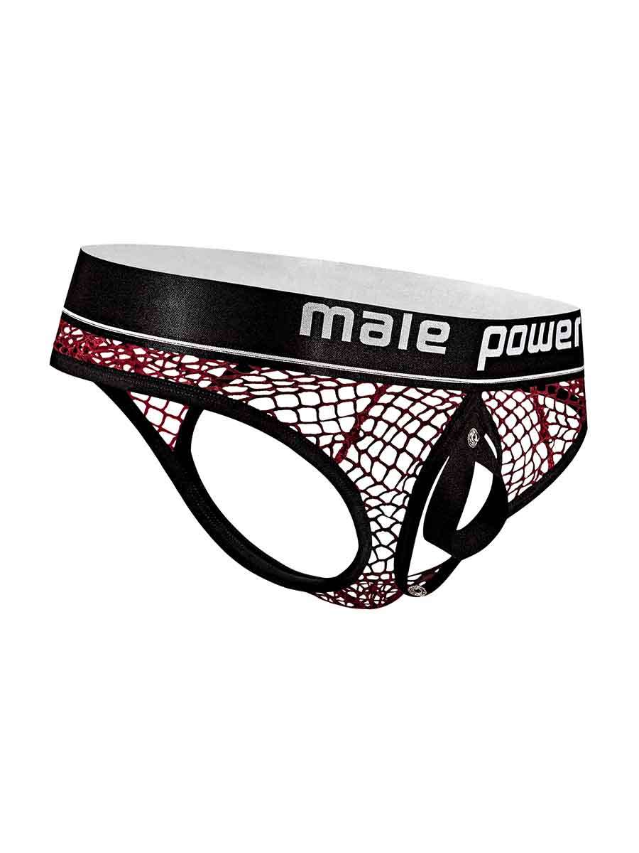 Cock Pit Net Cock Ring Thong - S/ M - Burgundy