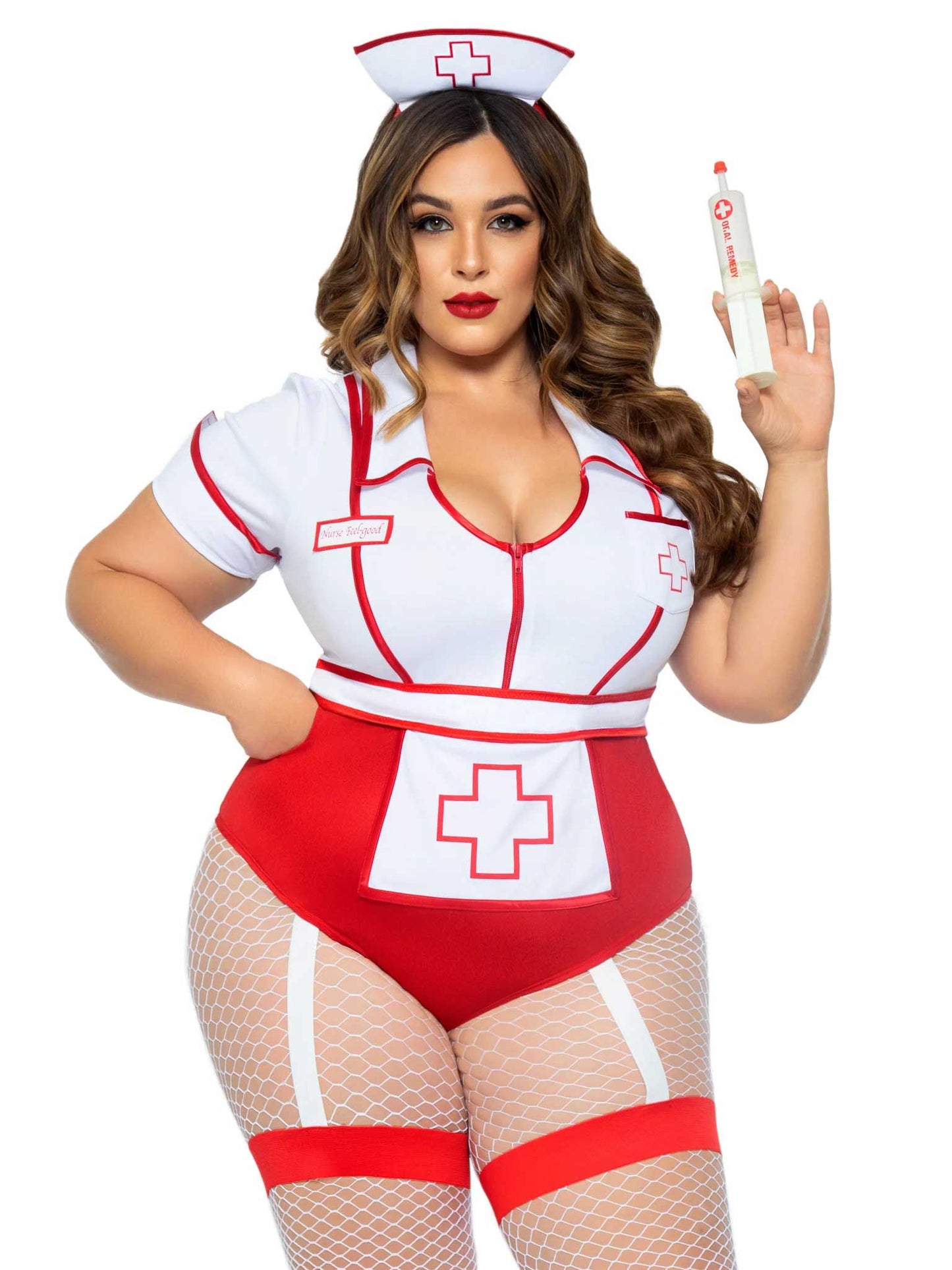 Plus Nurse Feelgood Sexy Costume - 1x/2x - White / Red