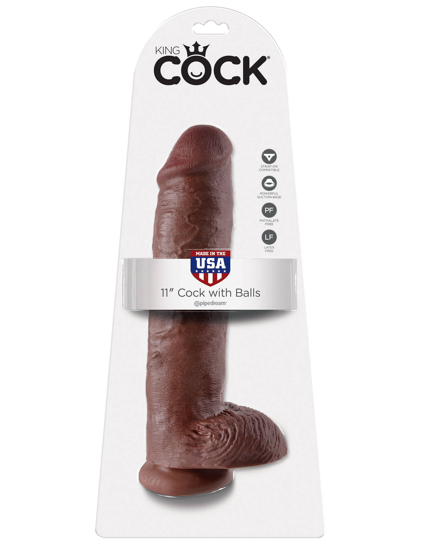 King Cock 11 Inch Cock With Balls  - Brown