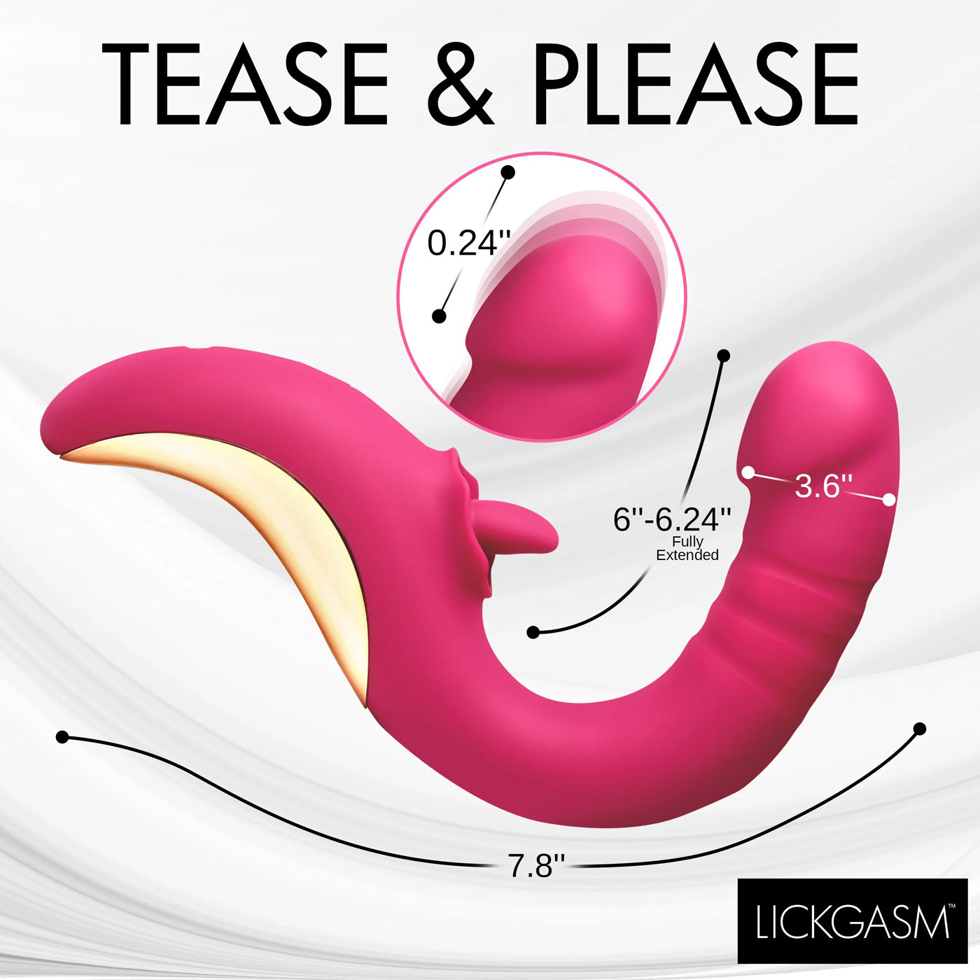 Tease and Please Thrusting and Licking Vibrator -  Fuchsia