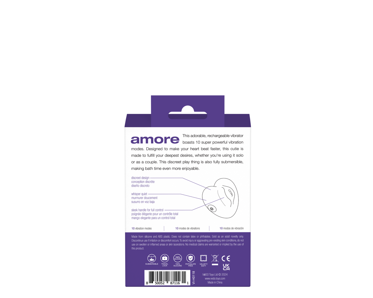 Amore Rechargeable Pleasure Vibe - Purple