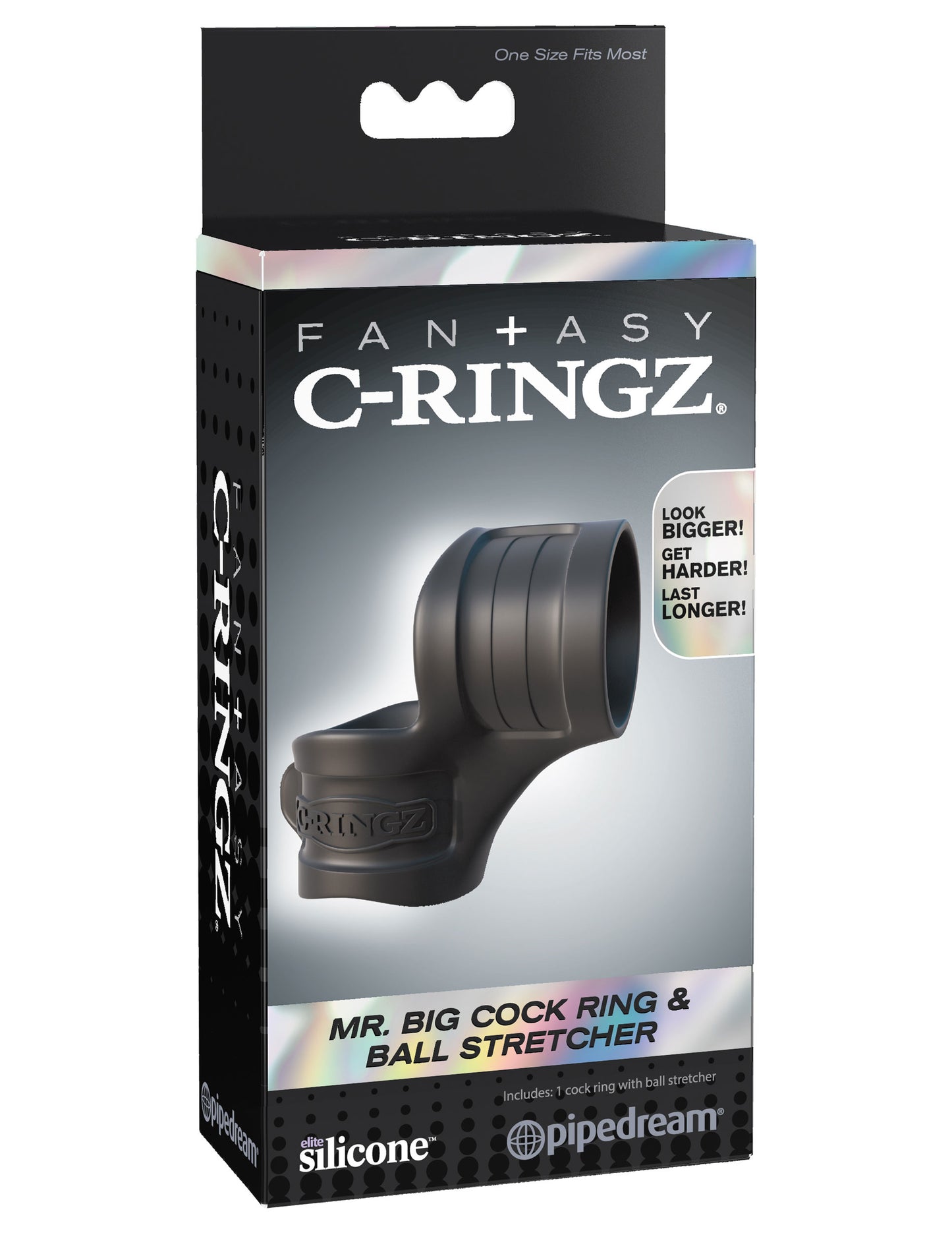 Fantasy C-Ring Mr Big Cock Ring and Ball Stretcher - Black