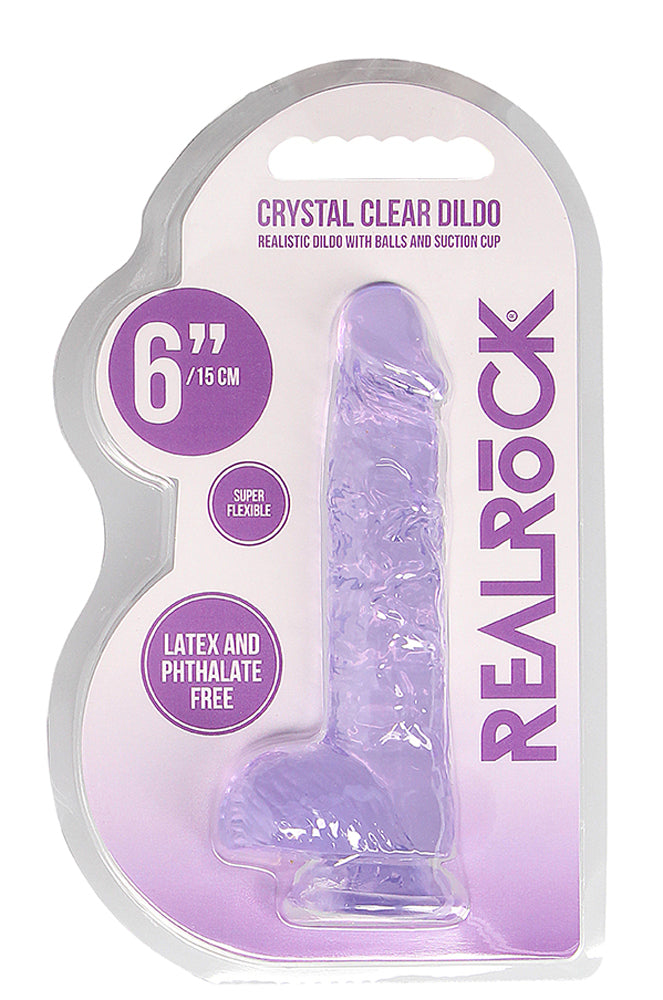 6 Inch Realistic Dildo With Balls - Purple