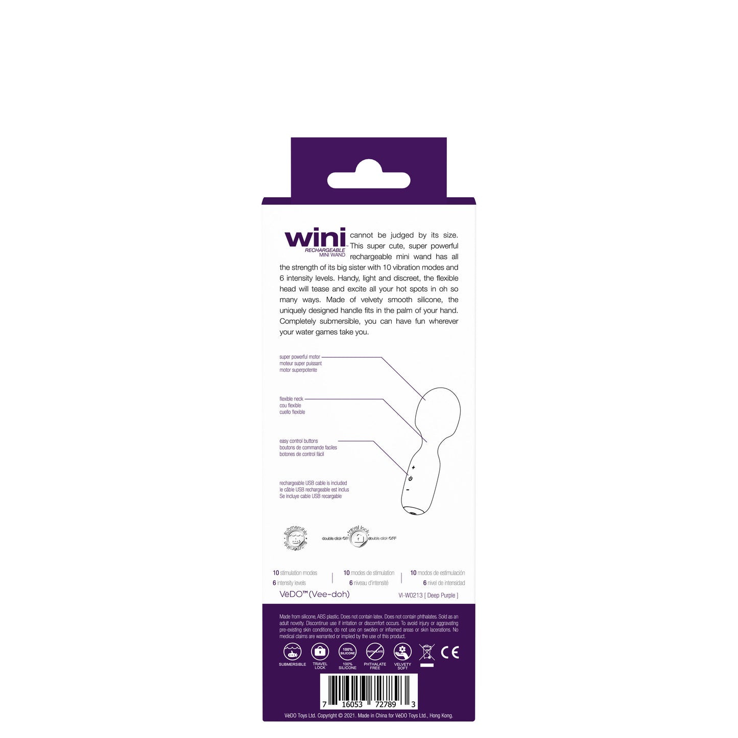 Wini Rechargeable Mini Wand - Purple