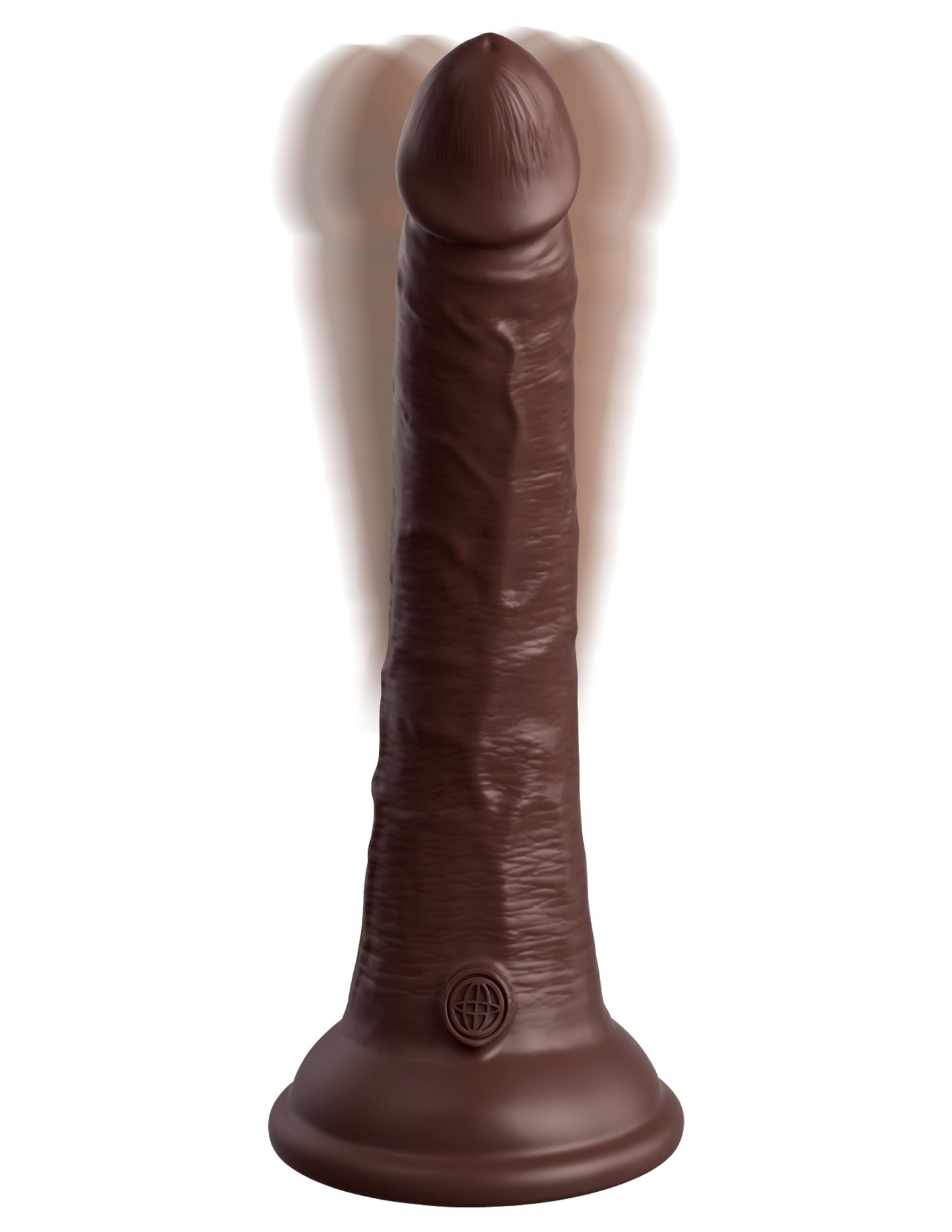 King Cock Elite 7 Inch Vibrating Silicone Dual  Silicone Dual Density Cock With Remote - Brown