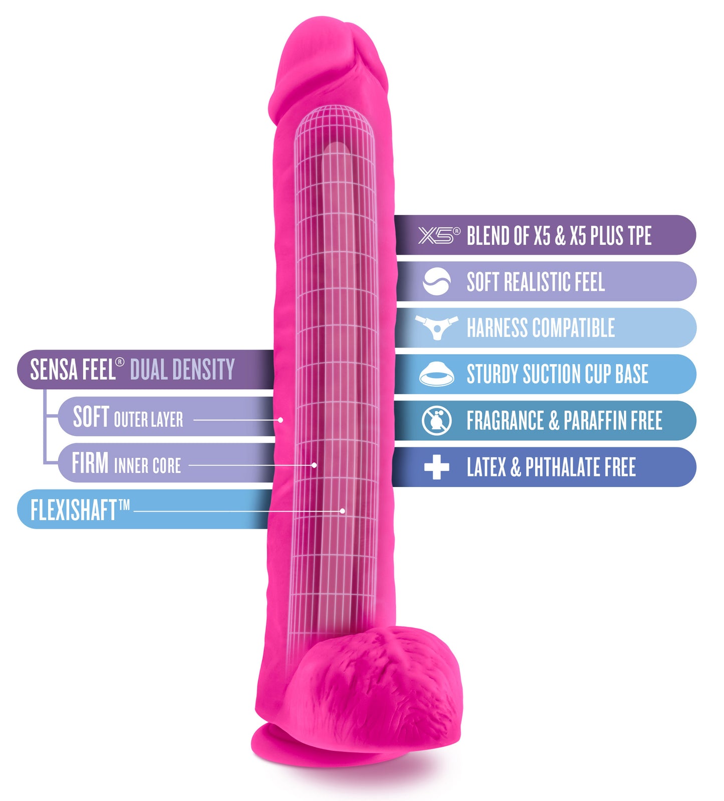 Au Naturel - Bold - Daddy - 14 Inch Dildo - Pink