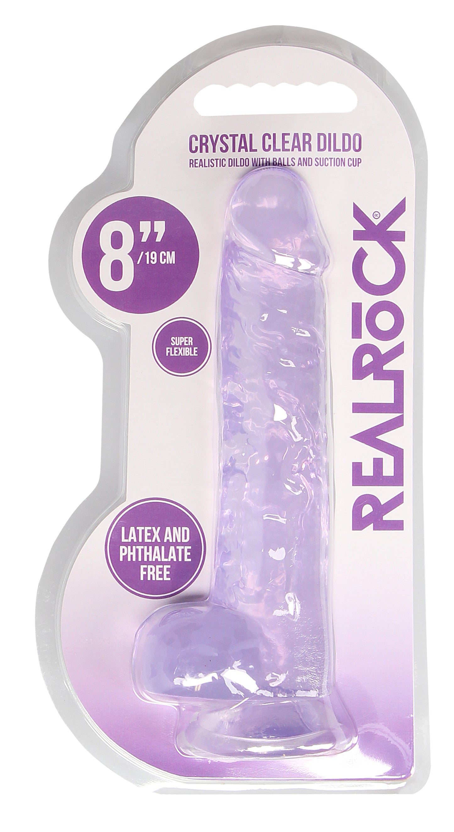 8 Inch Realistic Dildo With Balls - Purple