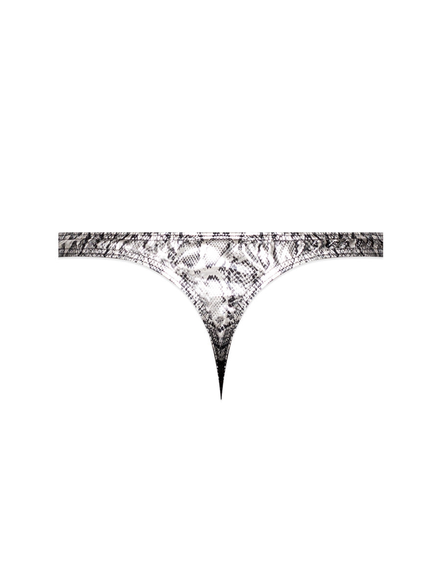 Snaked - Criss Cross Thong - Small/medium - Silver/black