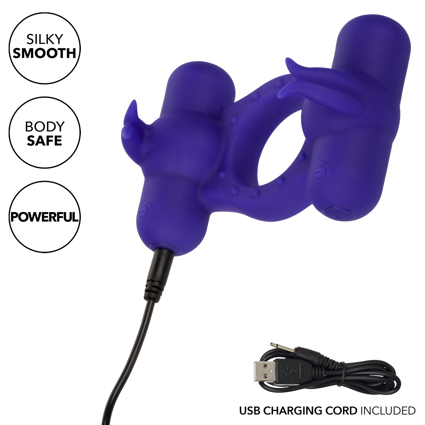 Silicone Rechargeable Triple Orgasm Enhancer -  Purple