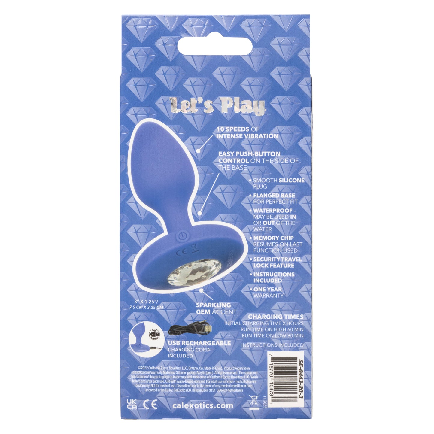 Cheeky Gems - Medium Rechargeable Vibrating Probe  - Blue