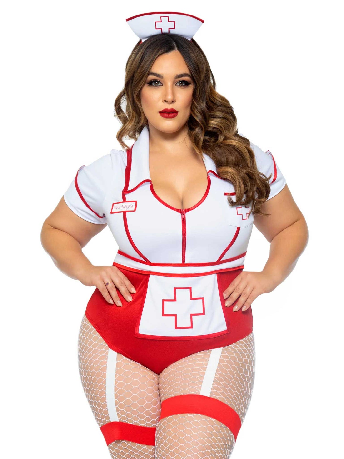 Plus Nurse Feelgood Sexy Costume - 1x/2x - White / Red