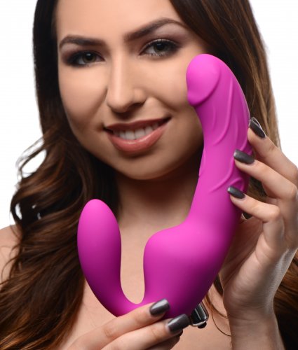 Royal Rider Vibrating Strapless Strap- on Dildo - Pink