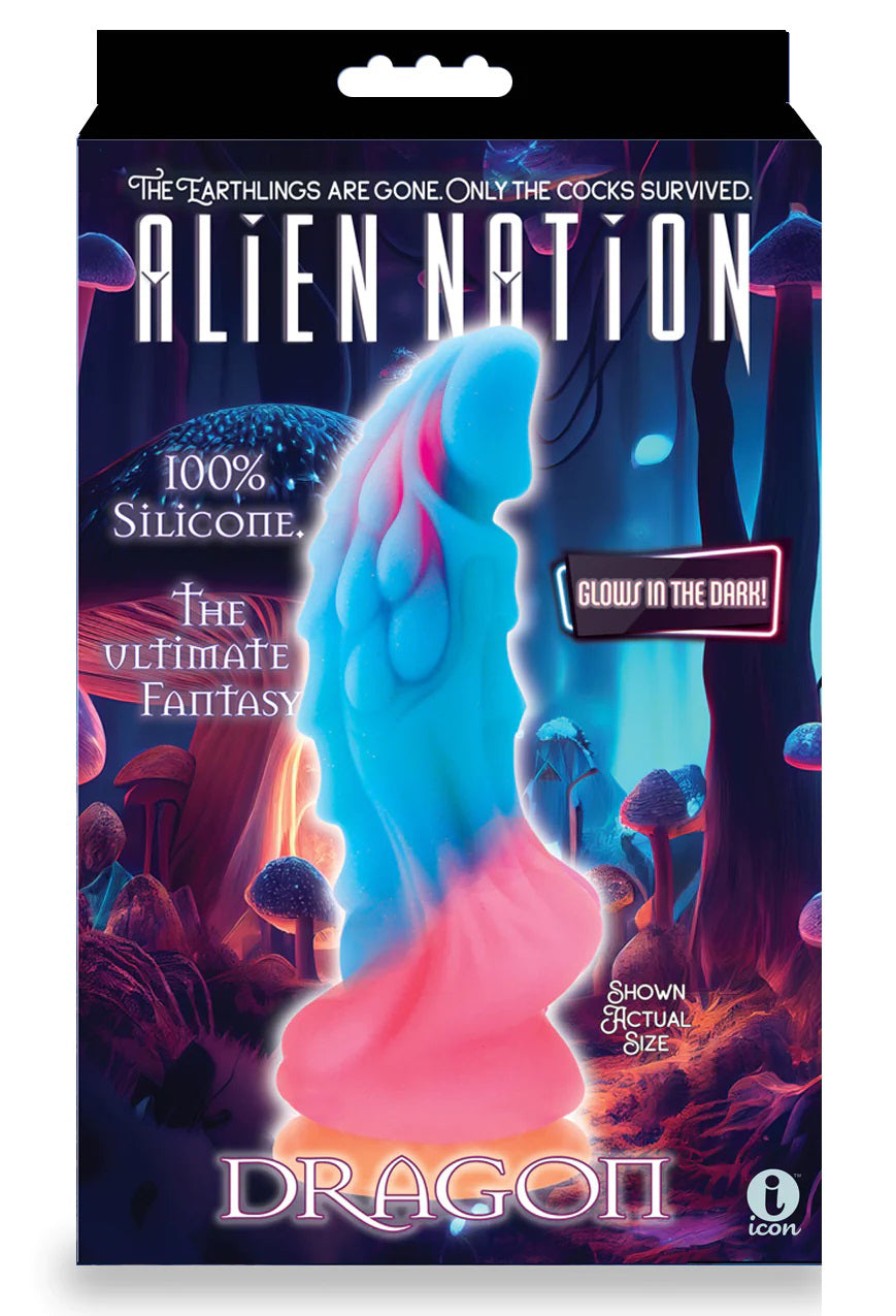 Alien Nation Dragon Silicone Glow in the Dark Creature Dildo - Multicolor