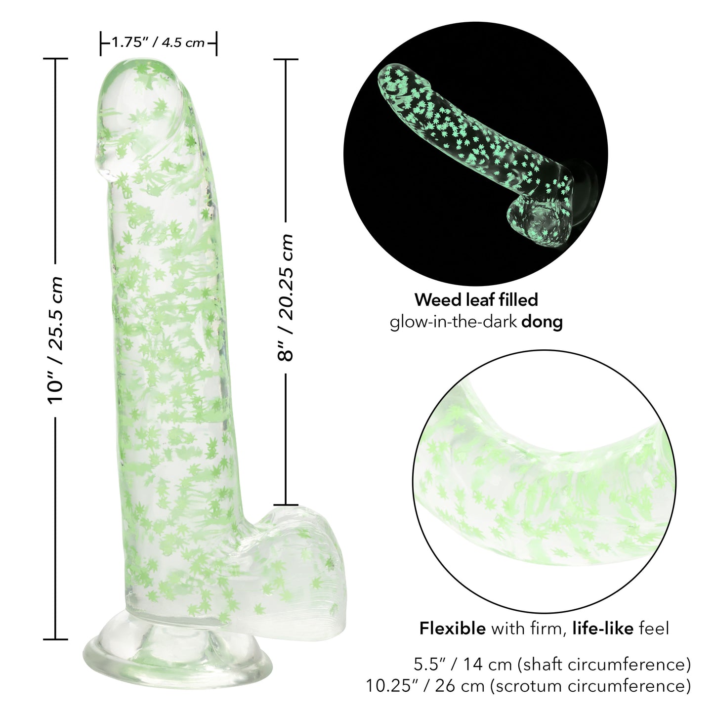 Naughty Bits I Leaf Dick Glow-in-the-Dark Weed  Leaf Dildo - Glow in the Dark