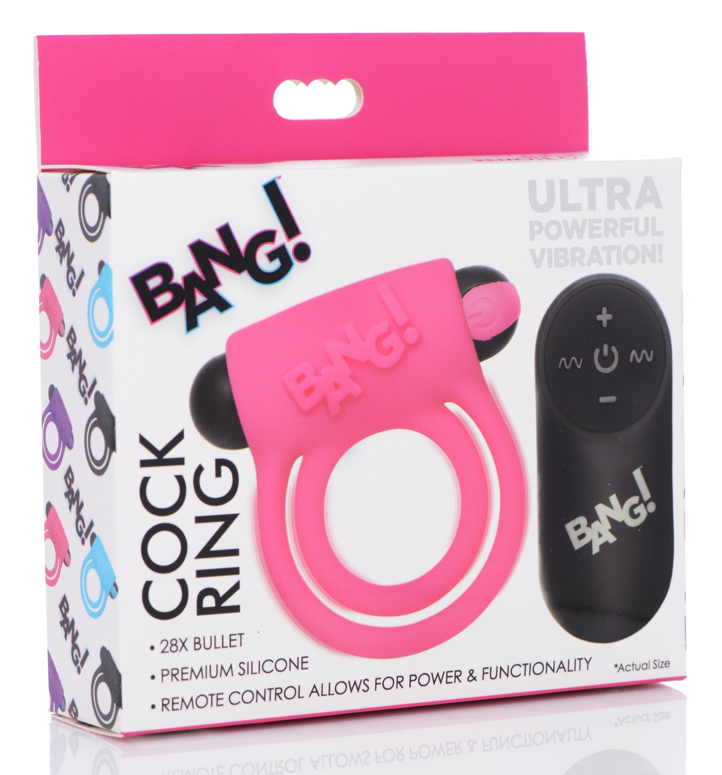 Bang - Silicone Cock Ring and Bullet With Remote Control - Pink