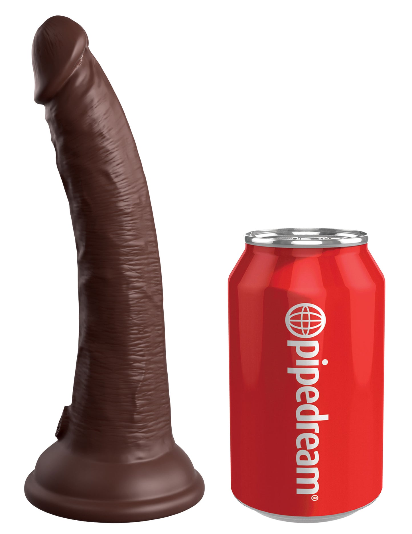 King Cock Elite 7 Inch Vibrating Silicone Dual  Silicone Dual Density Cock With Remote - Brown