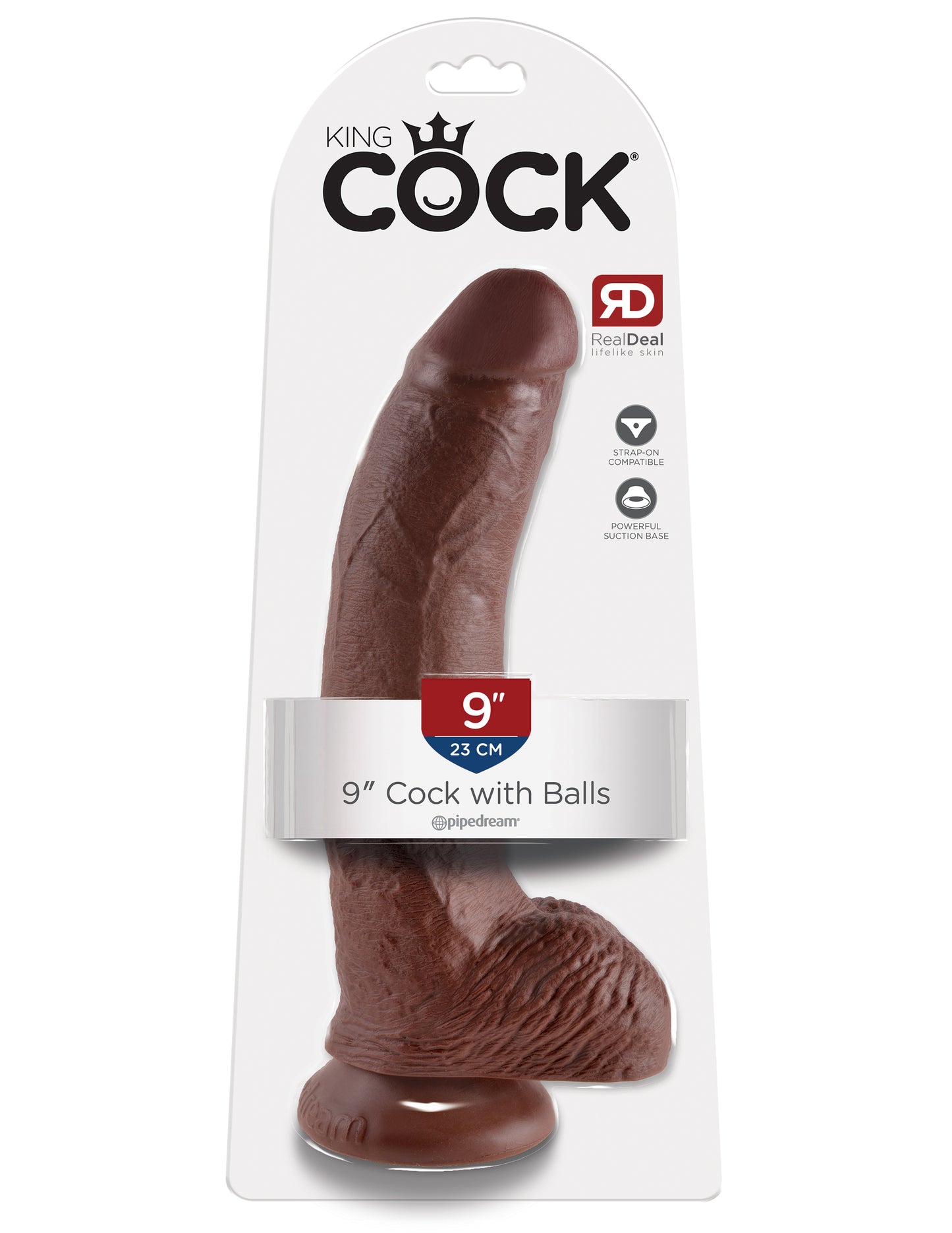 King Cock 9-Inch Cock With Balls - Brown