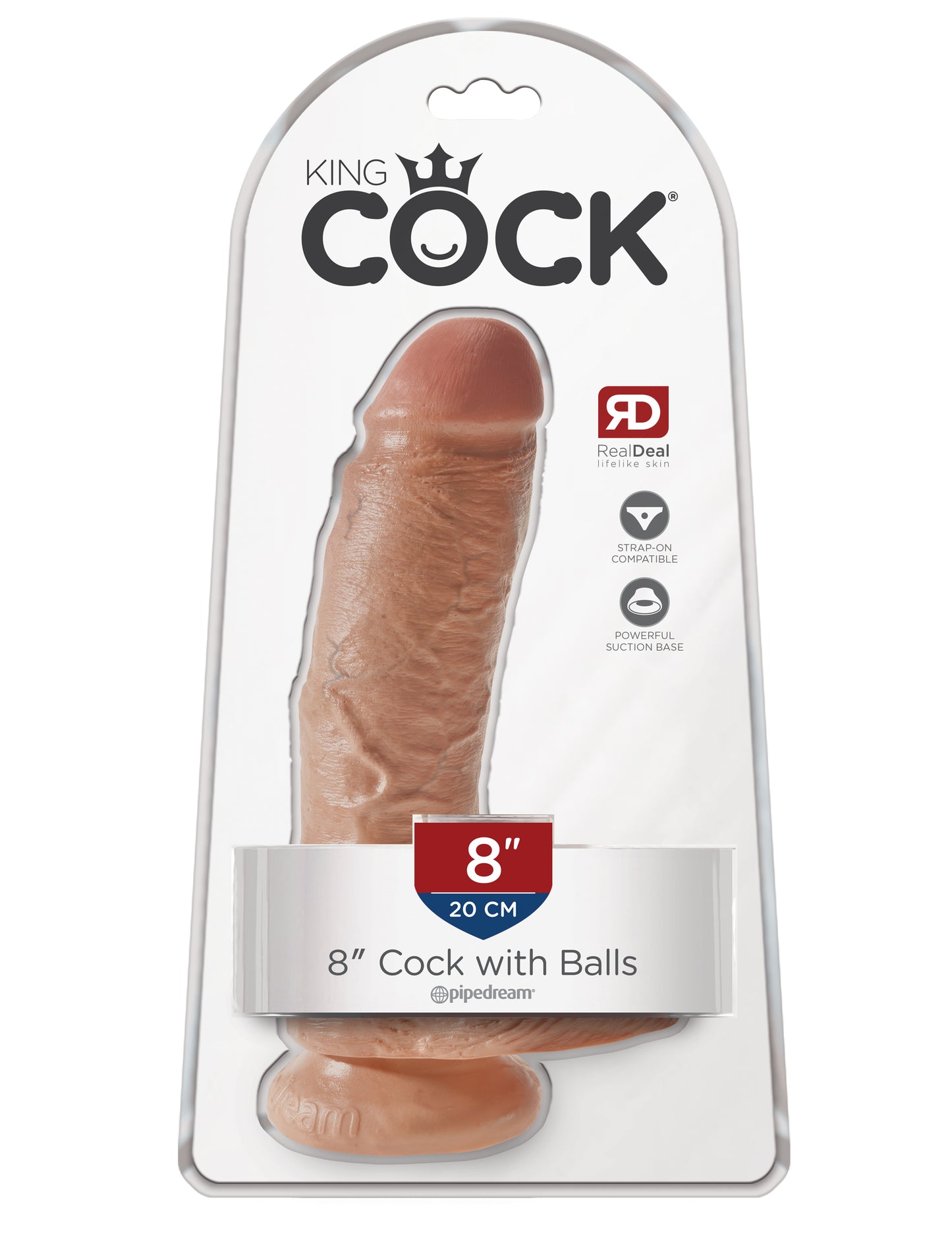 King Cock  8 Inch Cock With Balls - Tan