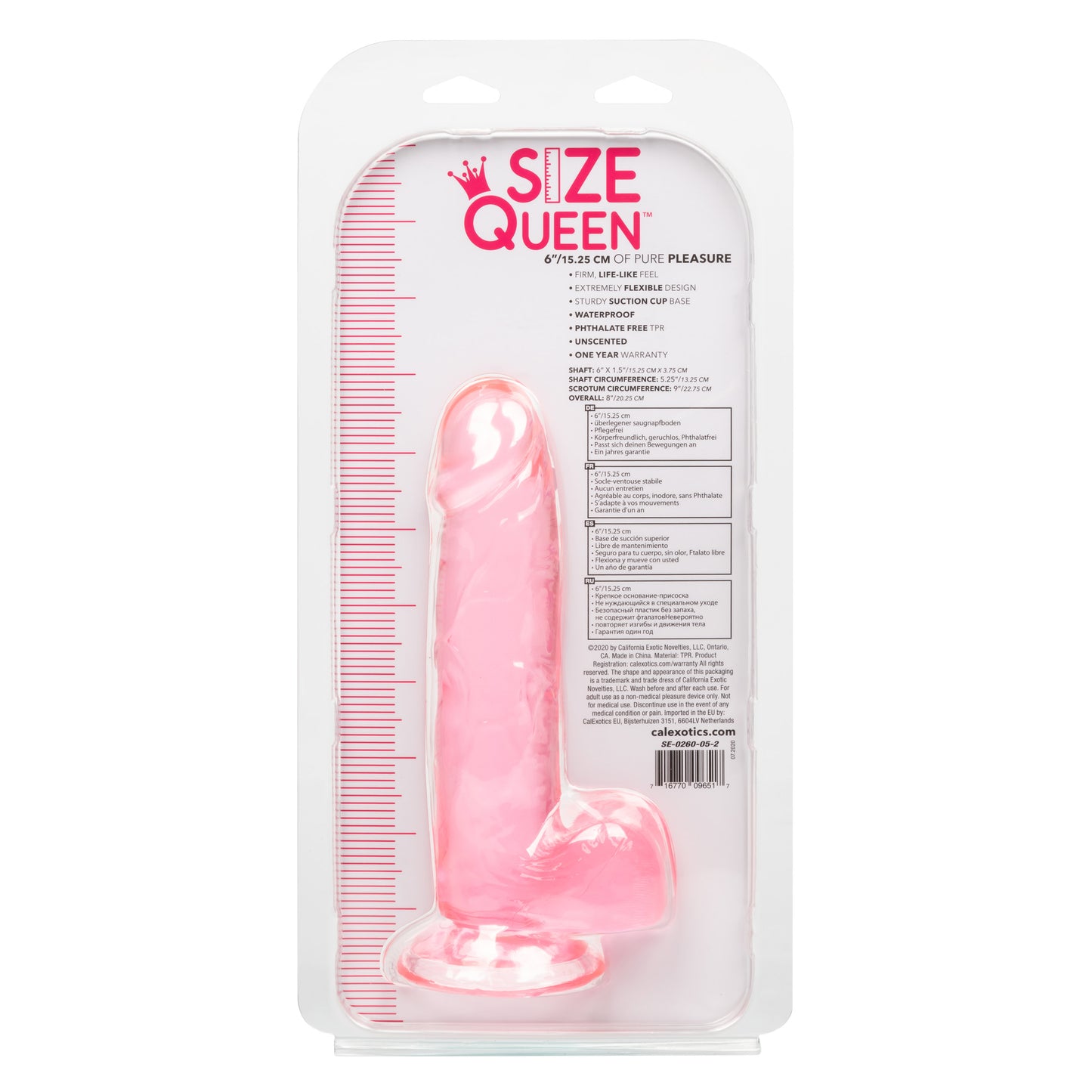 Size Queen 6 inch/15.25 Cm - Pink