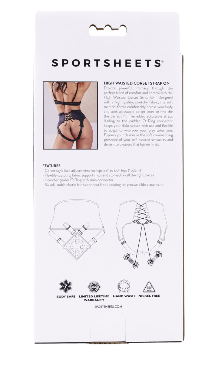 High Waisted Corset Strap on - Black